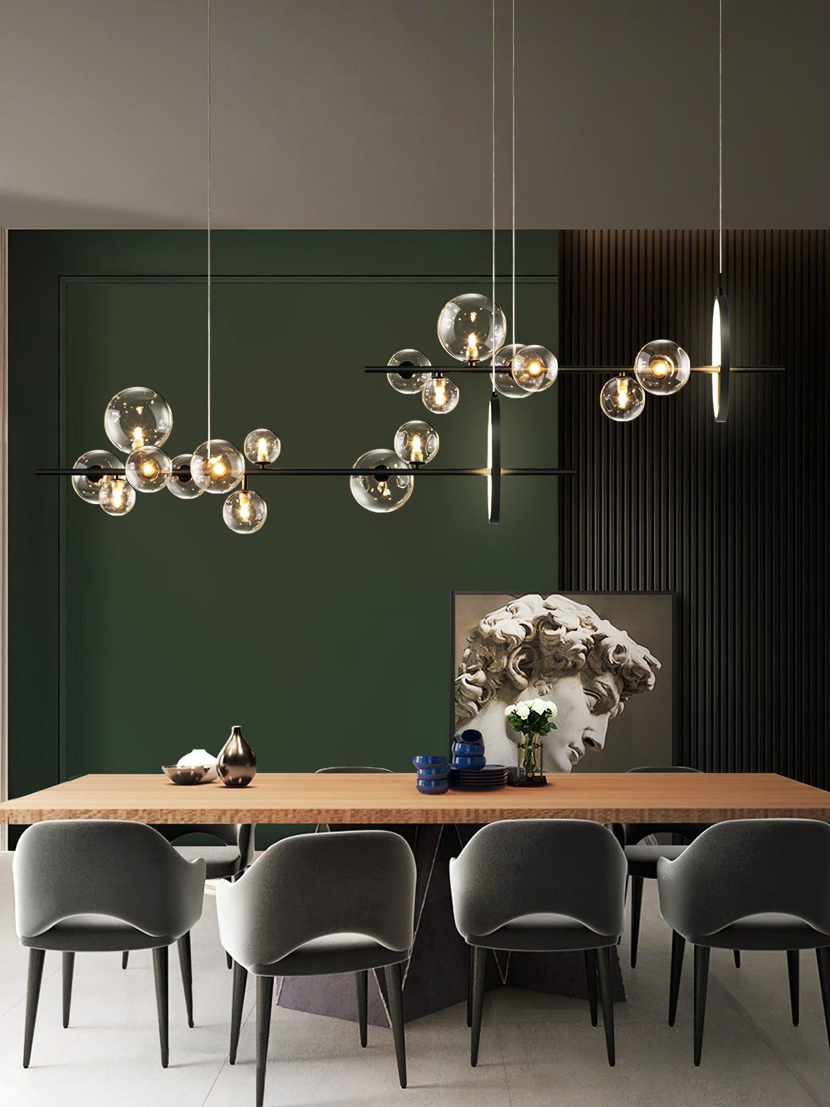 Edvane Kronleuchter Glas Kugel Nordisch Schwarz LED