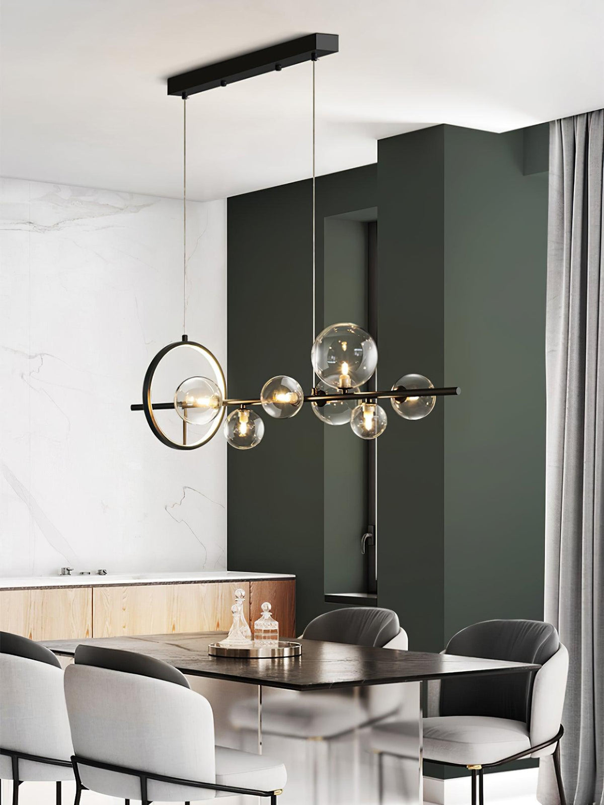Edvane Kronleuchter Glas Kugel Nordisch Schwarz LED