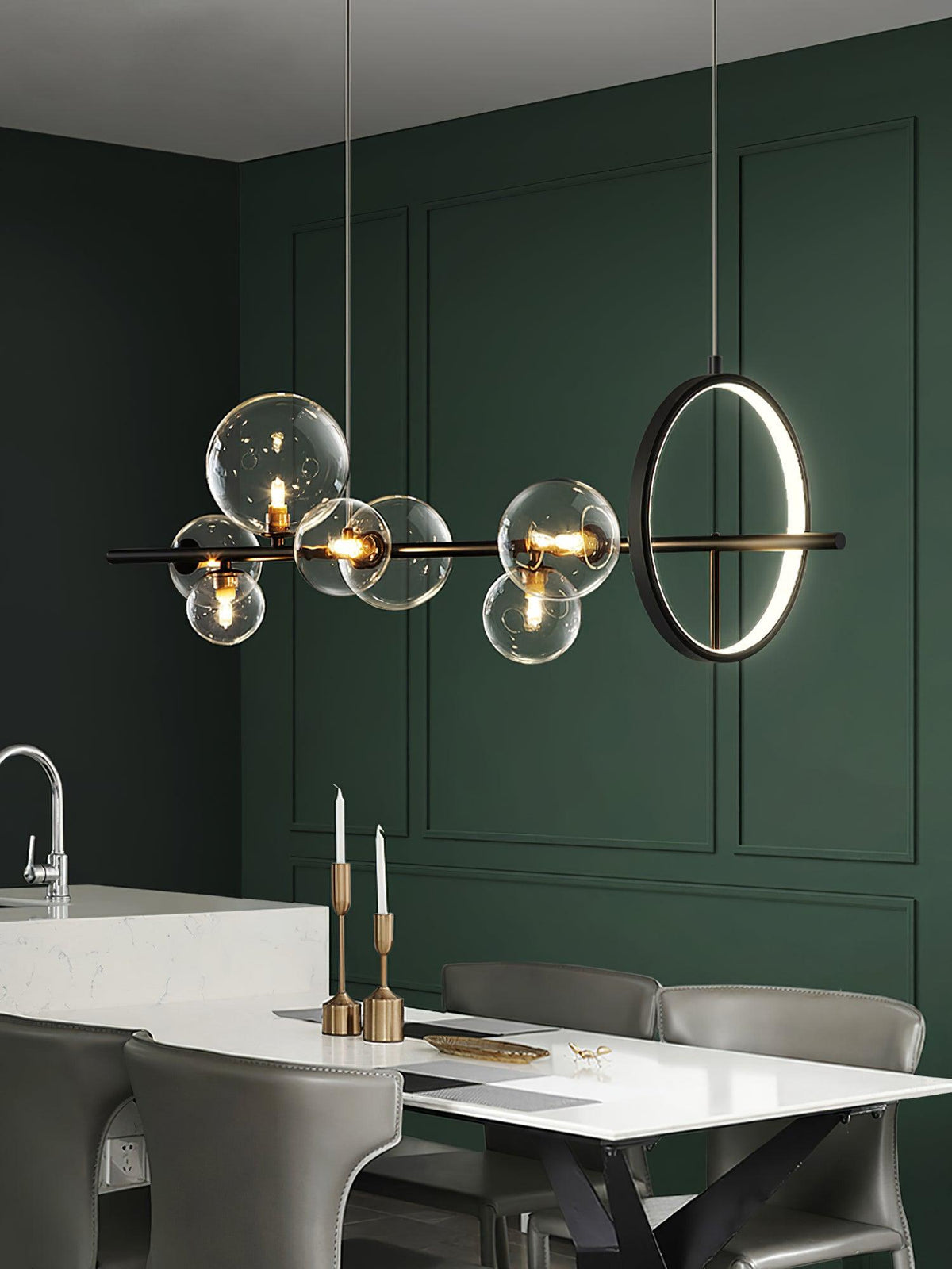 Edvane Kronleuchter Glas Kugel Nordisch Schwarz LED