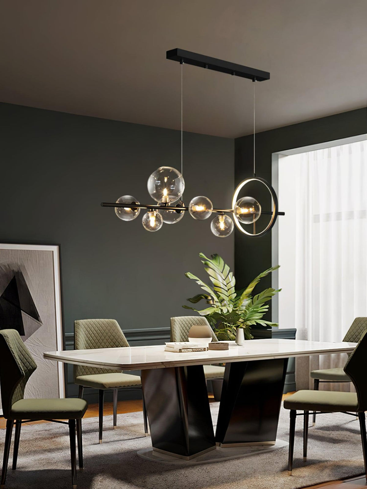 Edvane Kronleuchter Glas Kugel Nordisch Schwarz LED