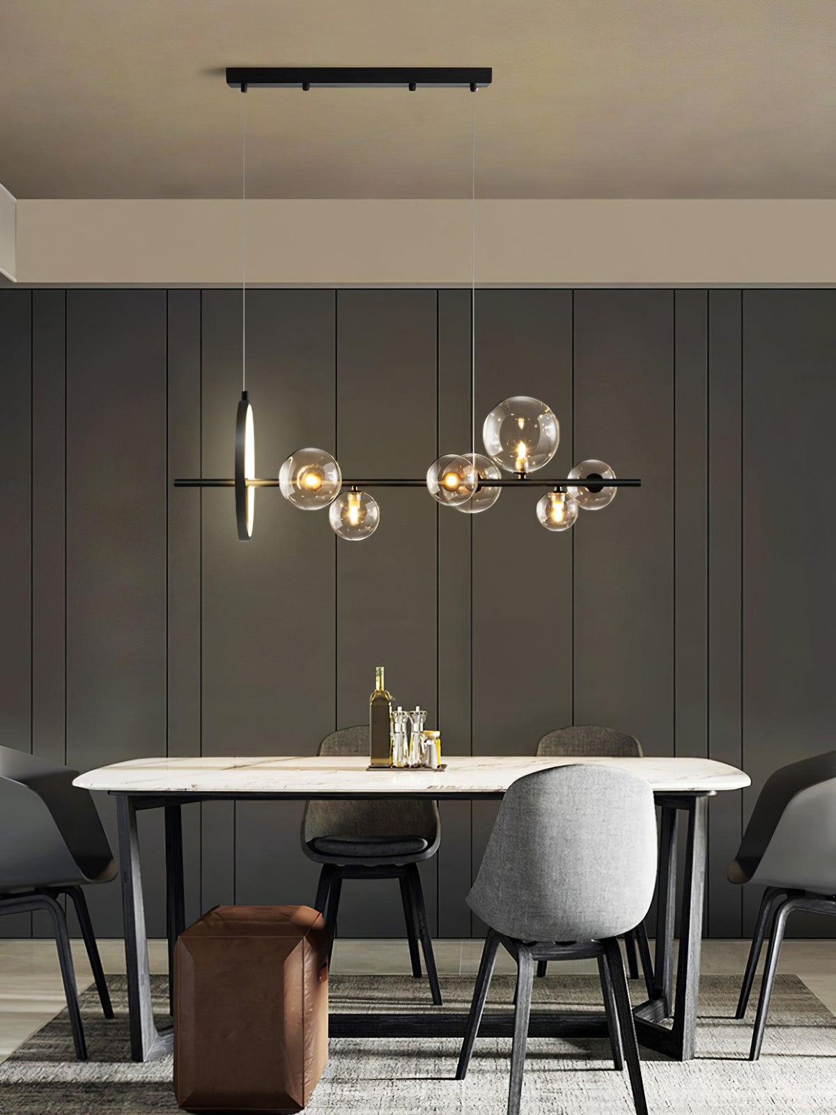 Edvane Kronleuchter Glas Kugel Nordisch Schwarz LED