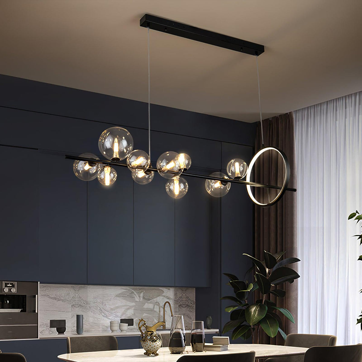 Edvane Kronleuchter Glas Kugel Nordisch Schwarz LED