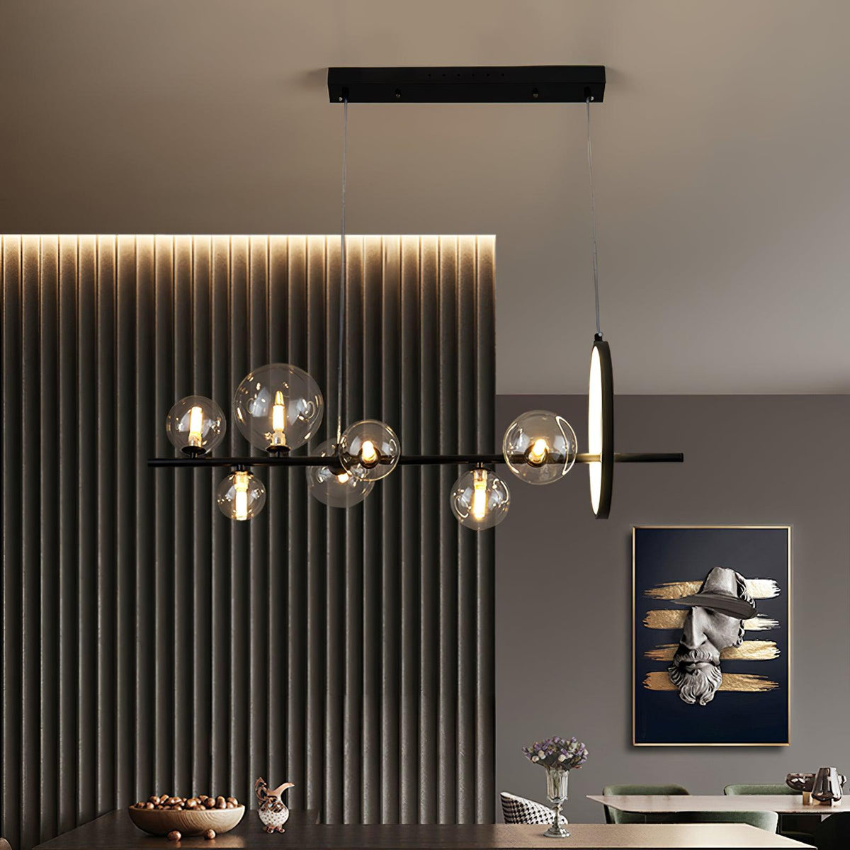 Edvane Kronleuchter Glas Kugel Nordisch Schwarz LED