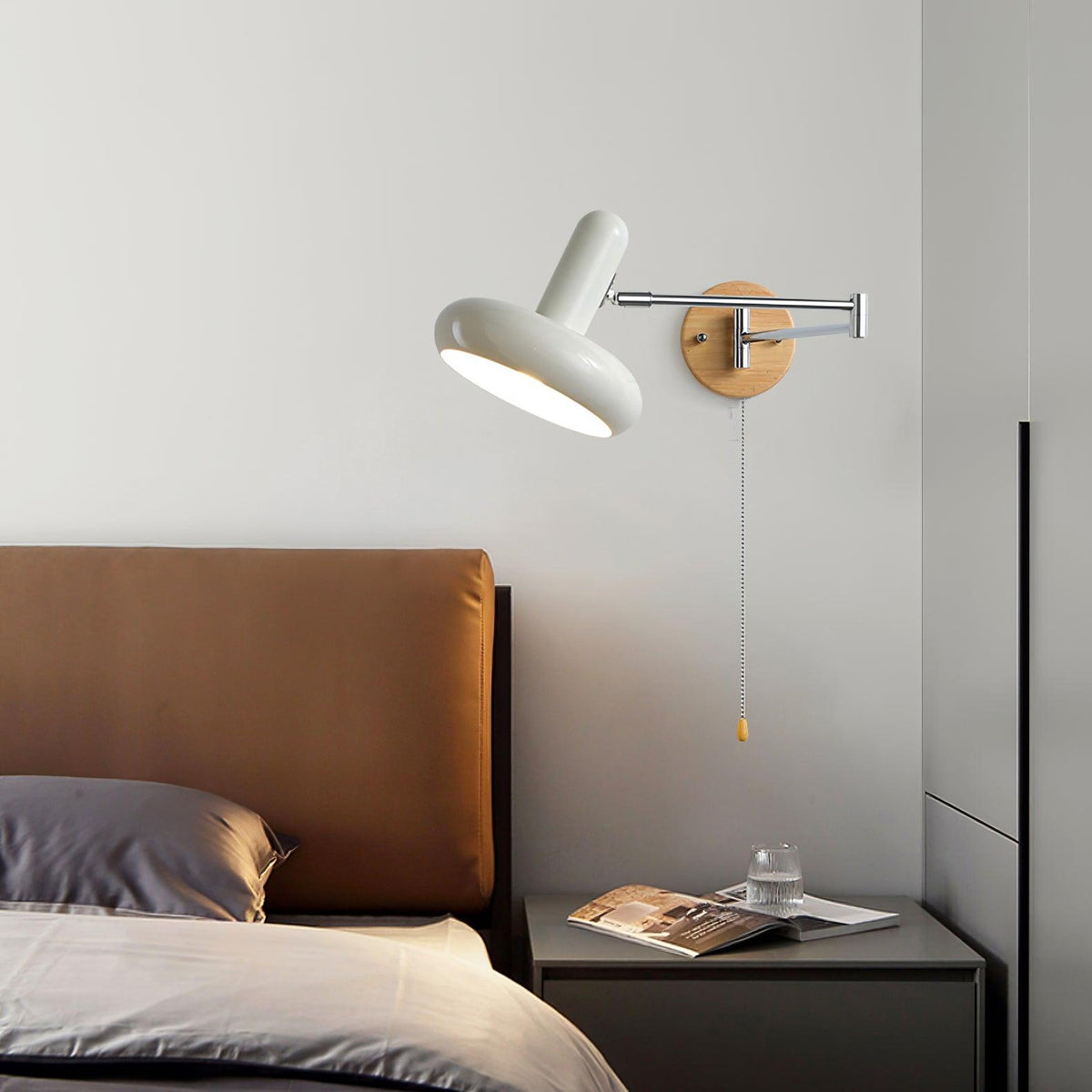 Wandleuchte Swivel Arm runder Lampenschirm mit Zugkette modern Retro
