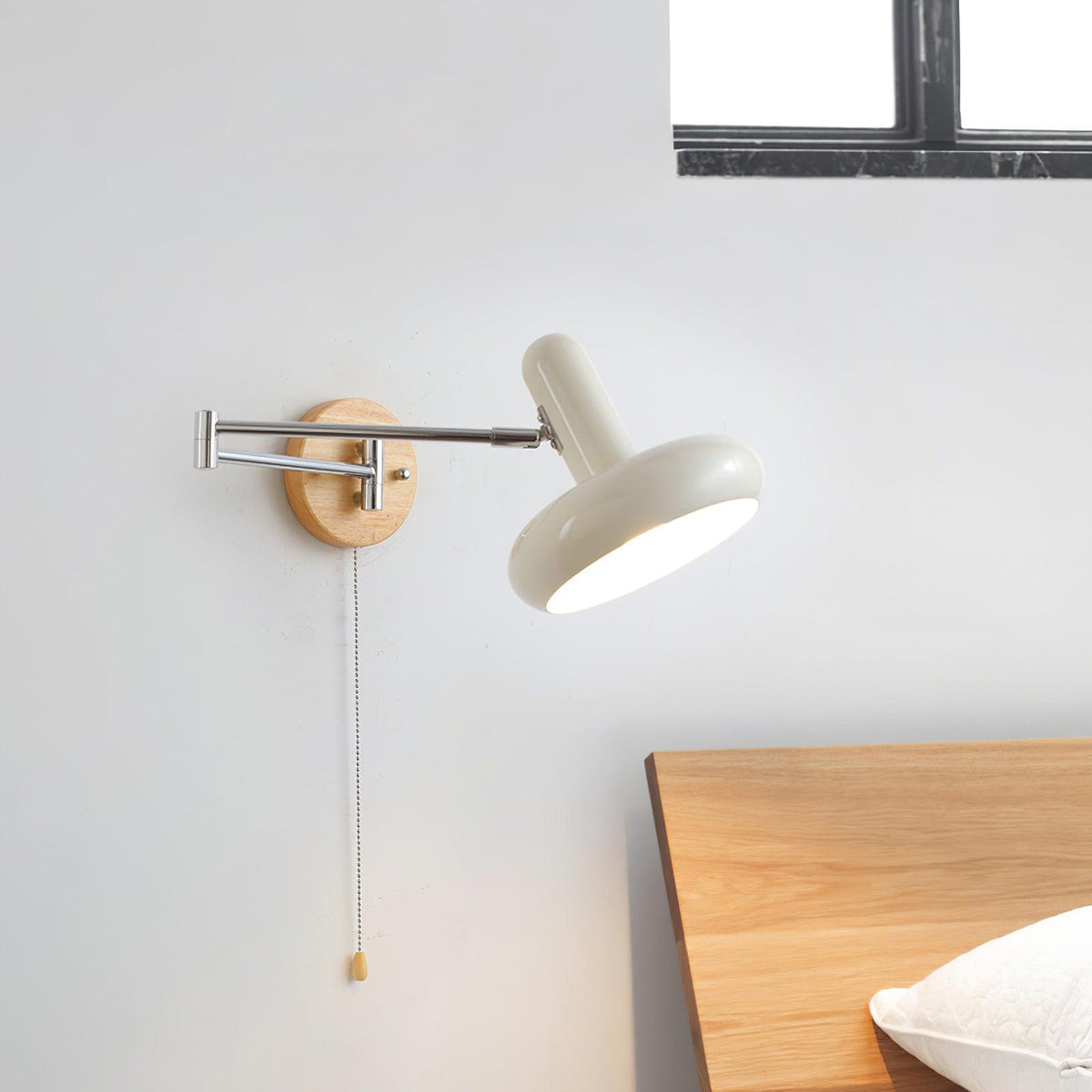 Wandleuchte Swivel Arm runder Lampenschirm mit Zugkette modern Retro