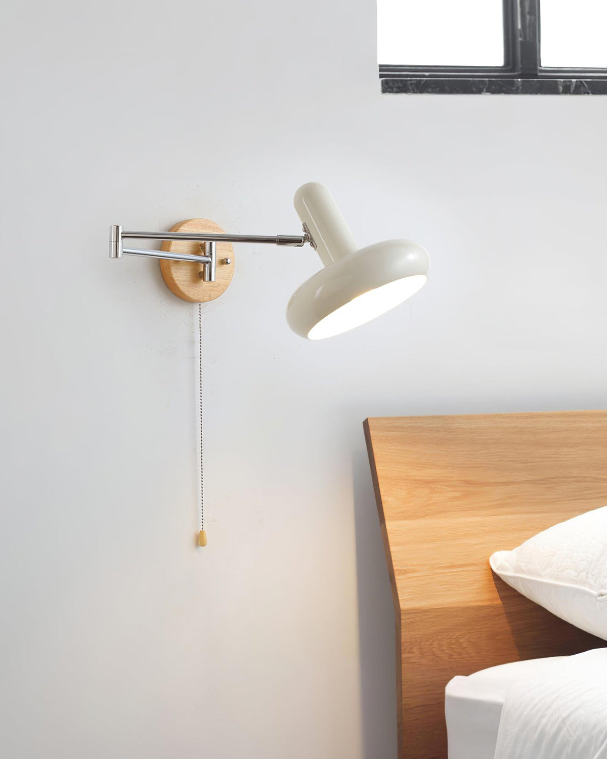 Wandleuchte Swivel Arm runder Lampenschirm mit Zugkette modern Retro