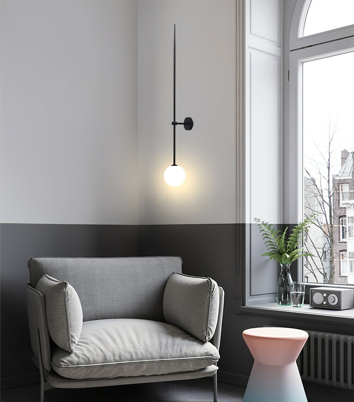 Veluelle zeitgenössische minimalistische mobile Pendelleuchte aus Glas Wandleuchte