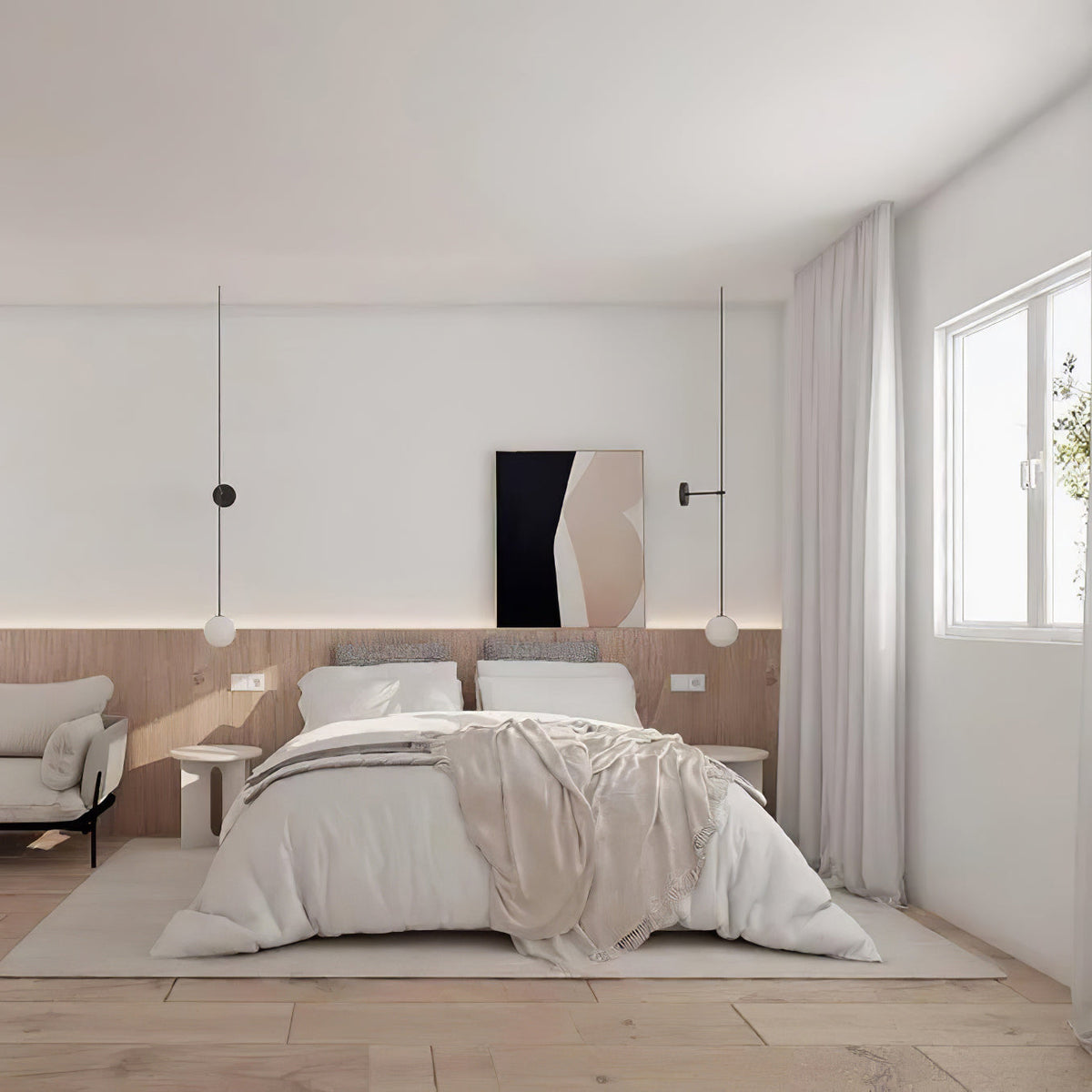 Veluelle zeitgenössische minimalistische mobile Pendelleuchte aus Glas Wandleuchte