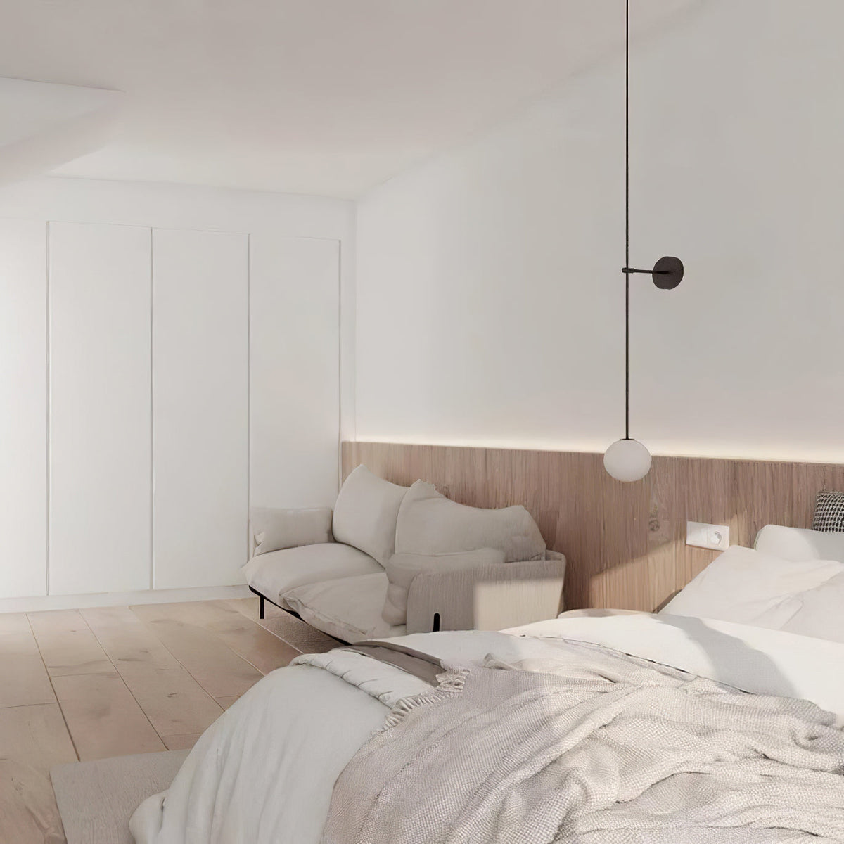 Veluelle zeitgenössische minimalistische mobile Pendelleuchte aus Glas Wandleuchte
