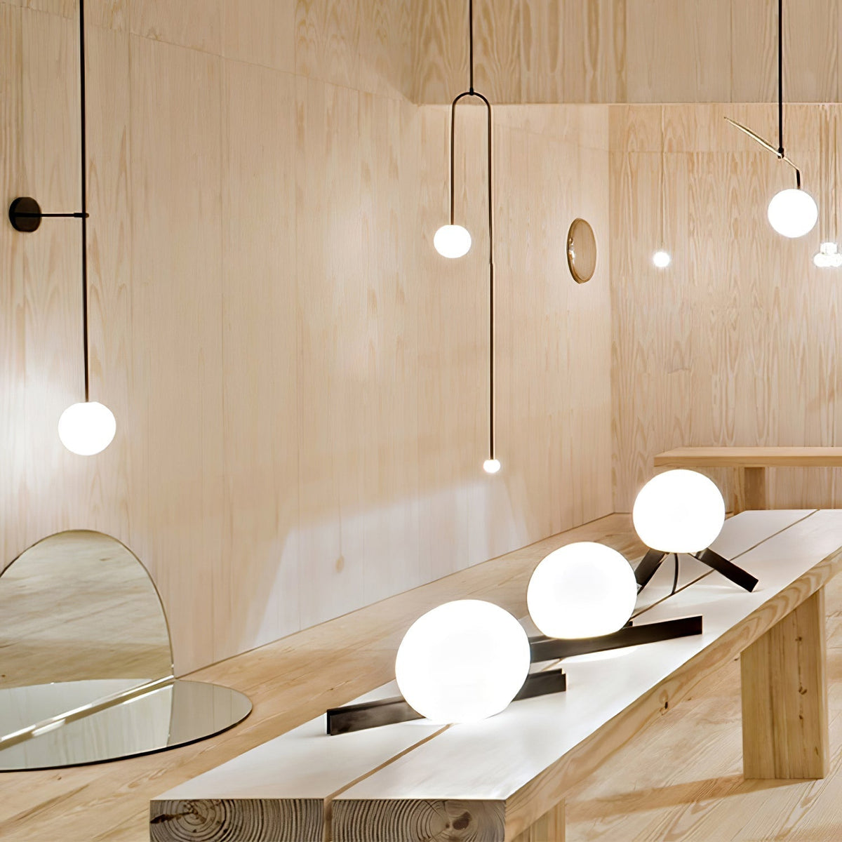 Veluelle zeitgenössische minimalistische mobile Pendelleuchte aus Glas Wandleuchte