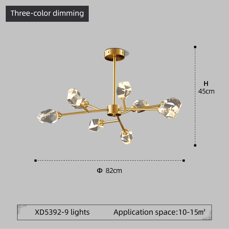 Kristy Vintage Vintage LED Kronleuchter Sputnik Gold Wohn/Schlafzimmer Kristall