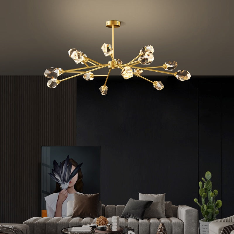 Kristy Vintage Vintage LED Kronleuchter Sputnik Gold Wohn/Schlafzimmer Kristall