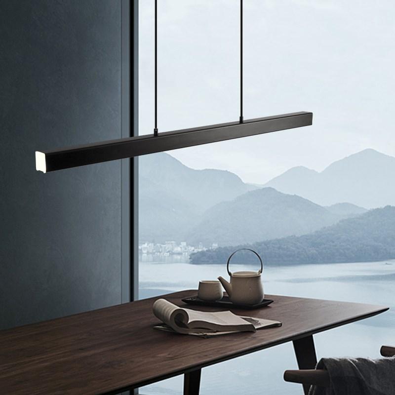 Arisha Moderne LED Pendelleuchte Linear Schwarz/Braun Esszimmer Metall