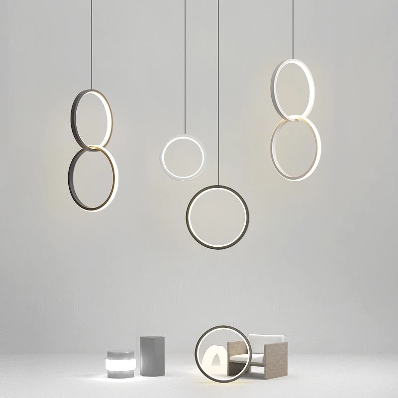 Arisha Minimalistisch Pendelleuchte Ring Schwarz/Weiß Wohnzimmer