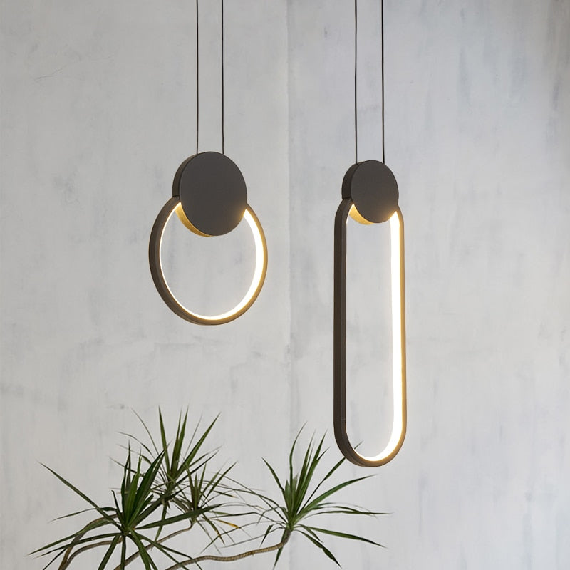 Arisha Minimalistisch Pendelleuchte Ring Schwarz/Weiß Wohnzimmer