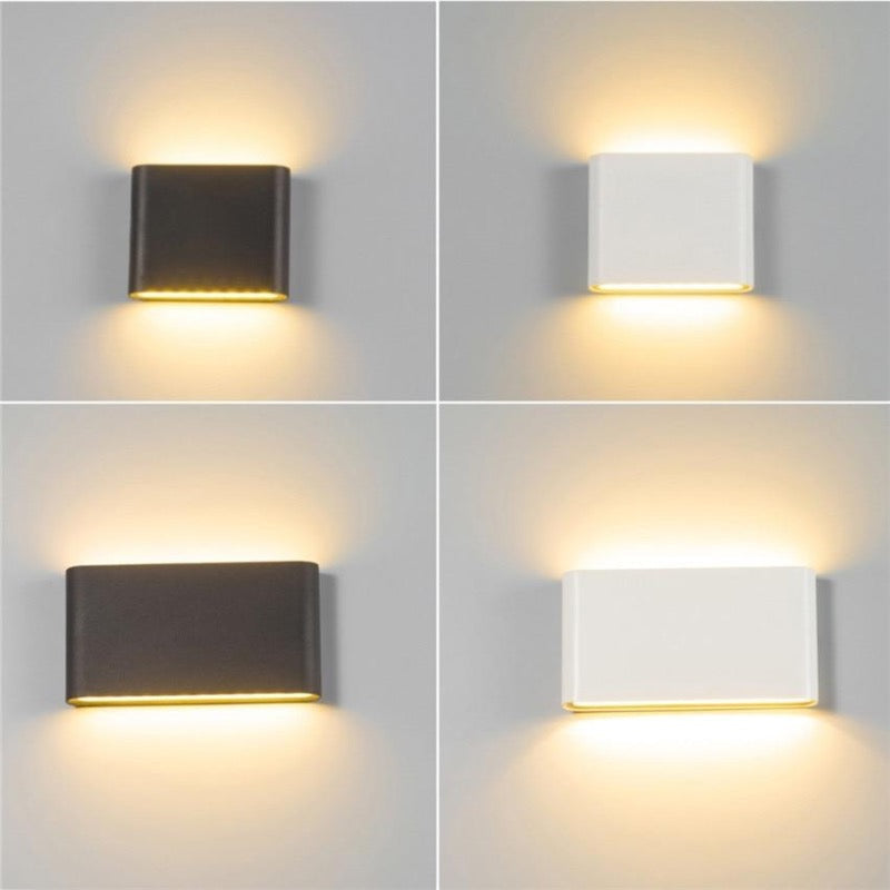 Ray Modern Wasserdichte LED Wandleuchte Rechteckig Innen/Außen Weiß/Schwarz Metall