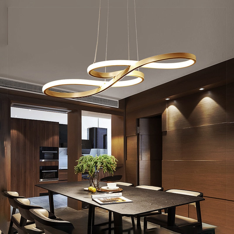 Arisha Modern LED Pendelleuchte Schwarz Weiß Gold Metall Wohnzimmer