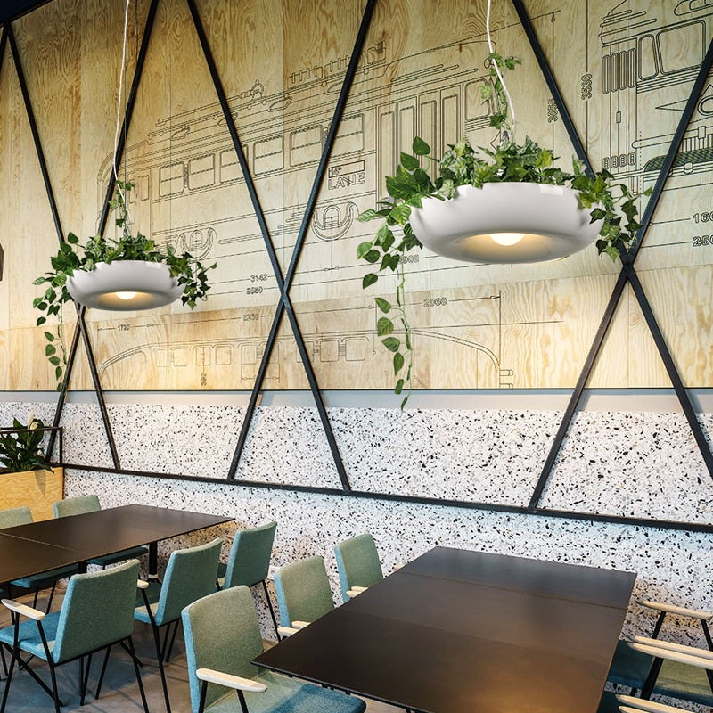 Ritta Pendelleuchten Blumentopf, Schwarz/Grün/Weiß, Wohnzimmer