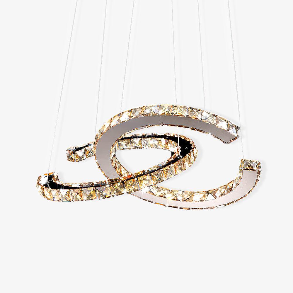 Luxisine Kronleuchter Kristall Double C modern Silber 2-Ring