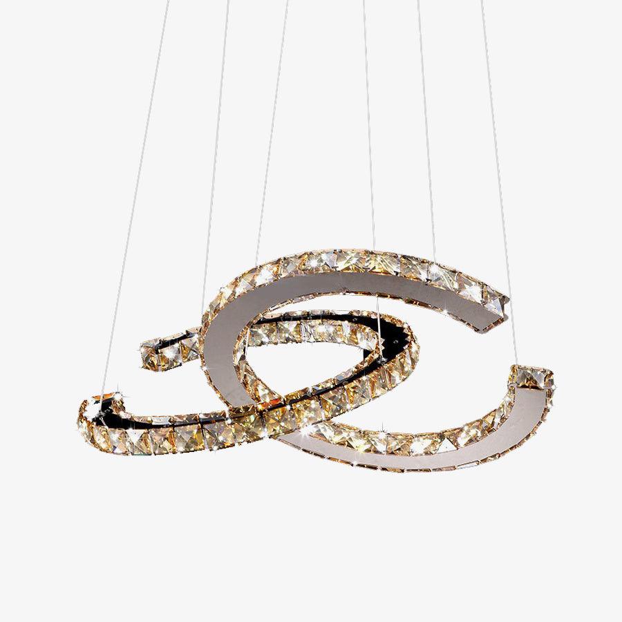 Luxisine Kronleuchter Kristall Double C modern Silber 2-Ring