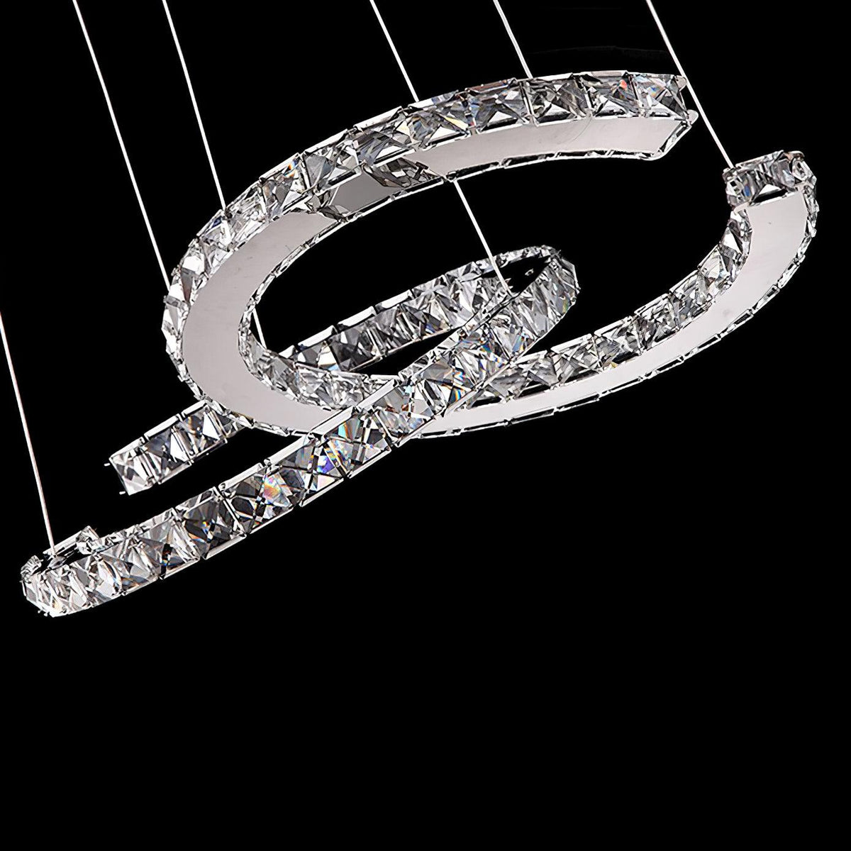 Luxisine Kronleuchter Kristall Double C modern Silber 2-Ring
