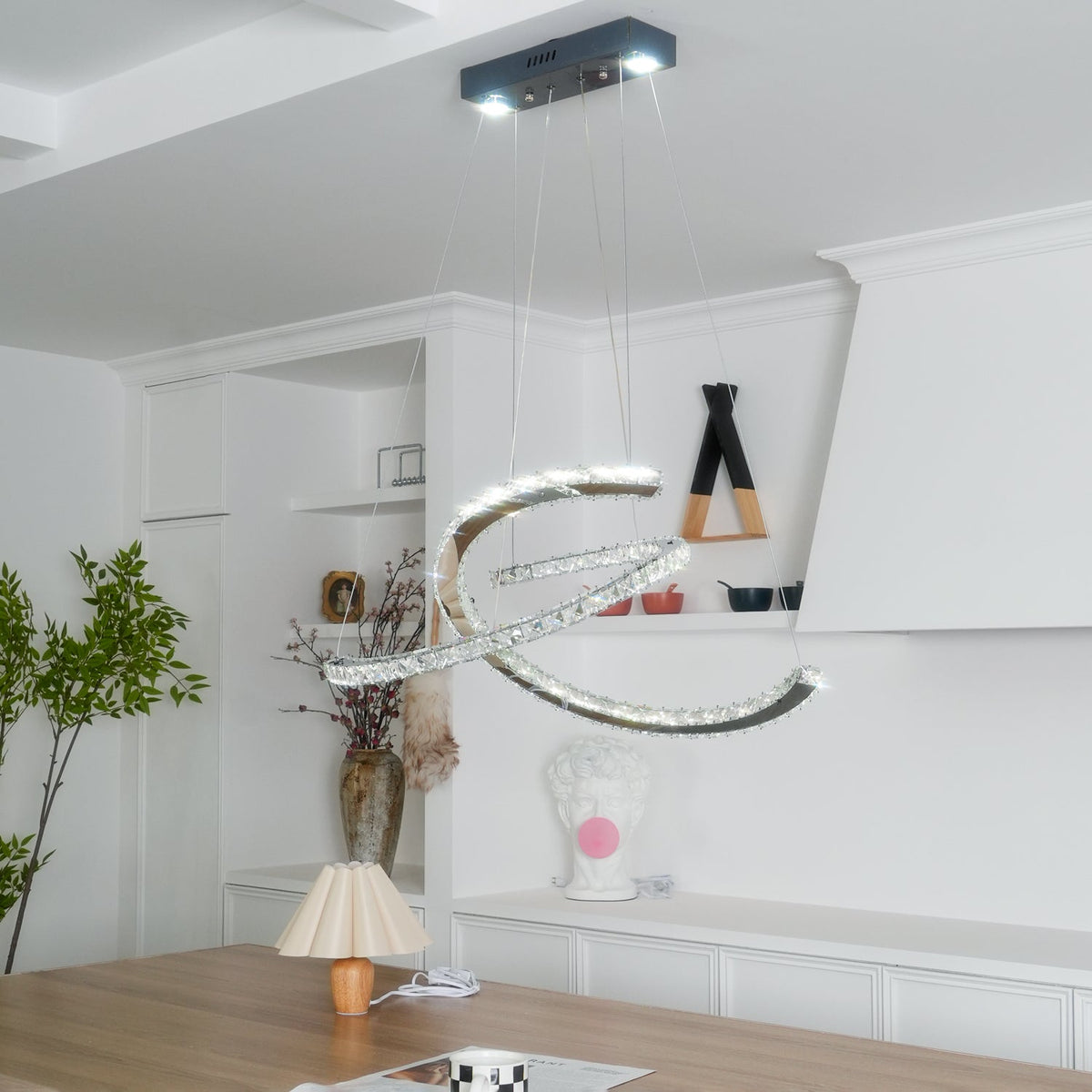 Luxisine Kronleuchter Kristall Double C modern Silber 2-Ring