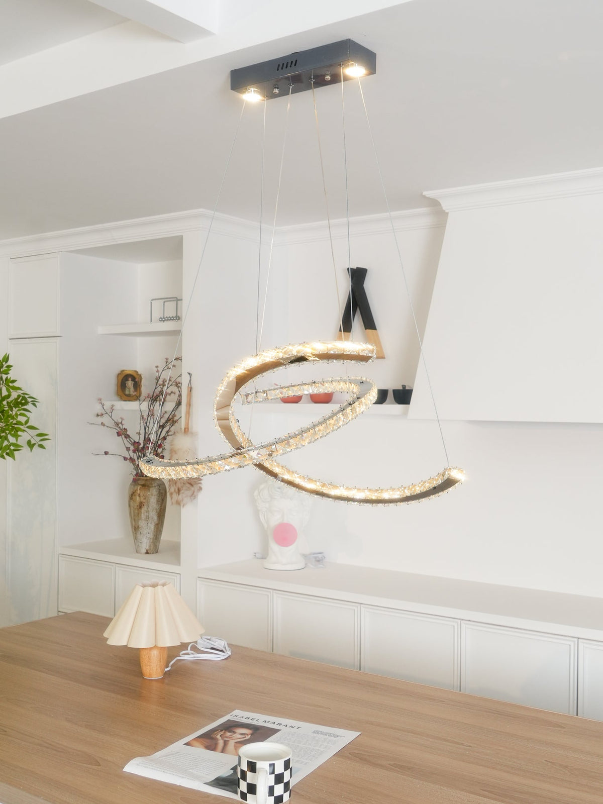 Luxisine Kronleuchter Kristall Double C modern Silber 2-Ring