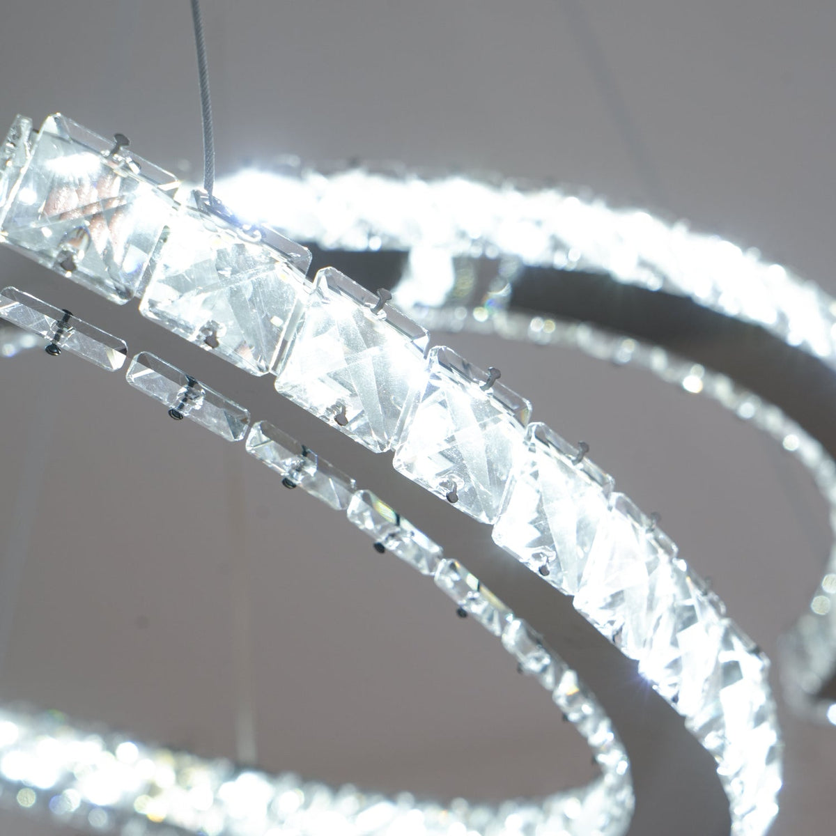Luxisine Kronleuchter Kristall Double C modern Silber 2-Ring