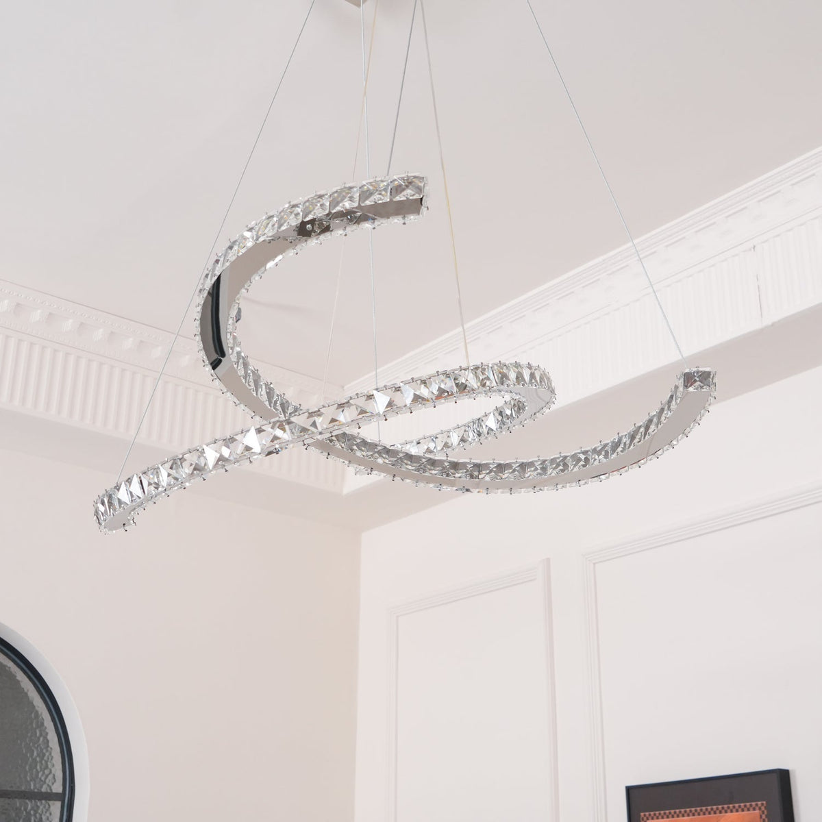 Luxisine Kronleuchter Kristall Double C modern Silber 2-Ring