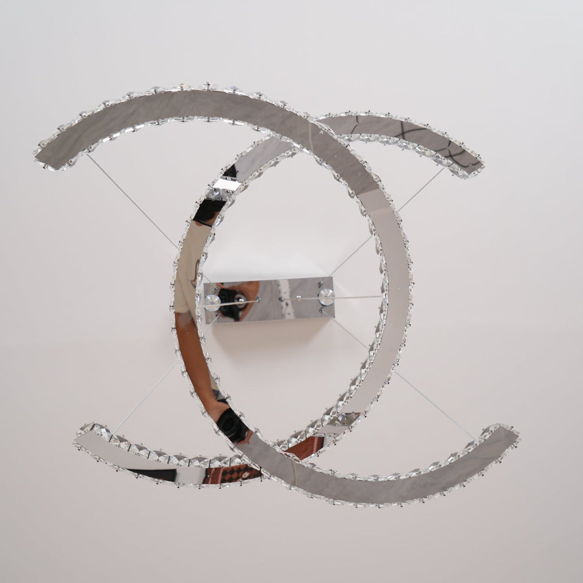 Luxisine Kronleuchter Kristall Double C modern Silber 2-Ring