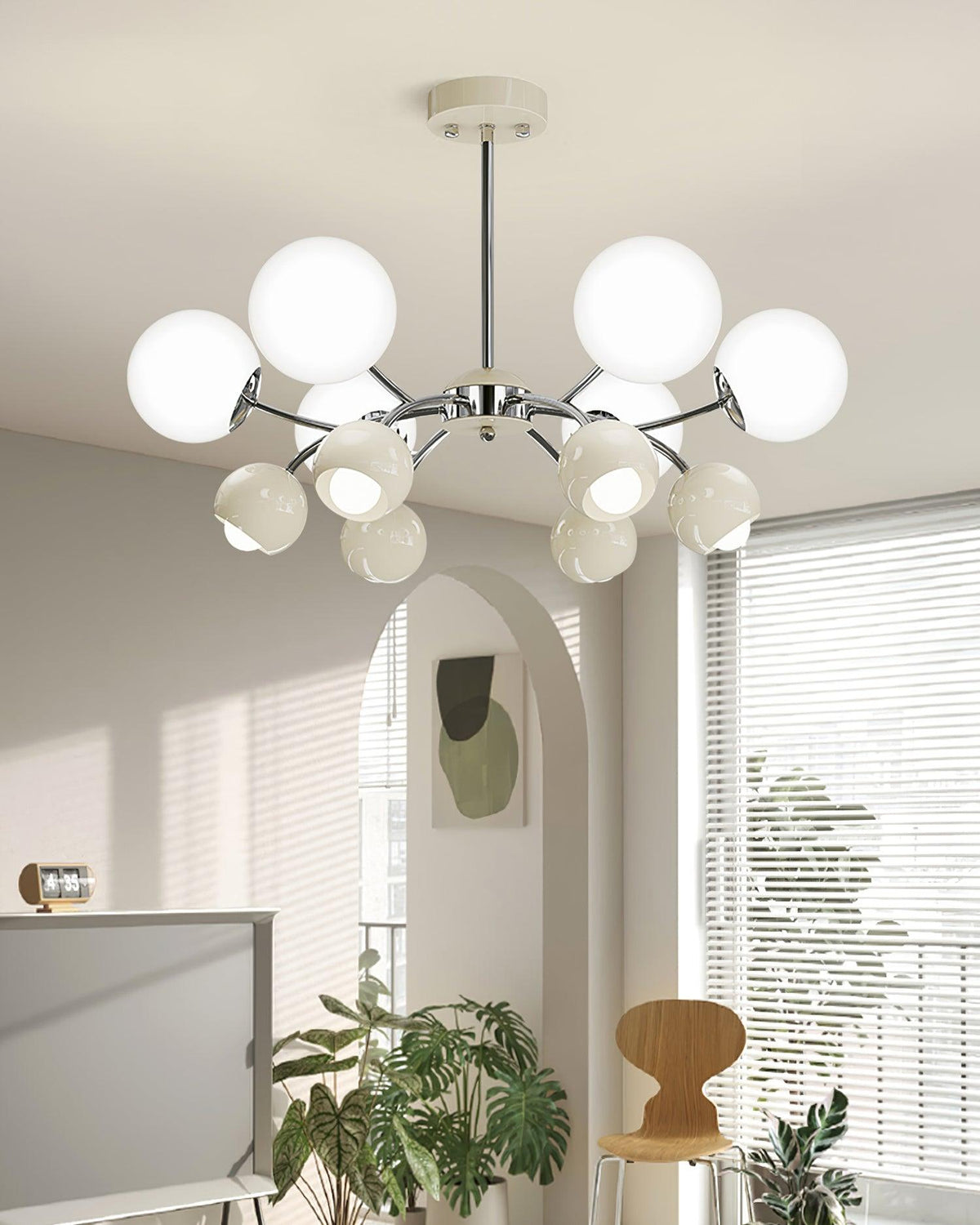 Eloria Kronleuchter Glas Kuppel Petal Minimalistisch Ambiente