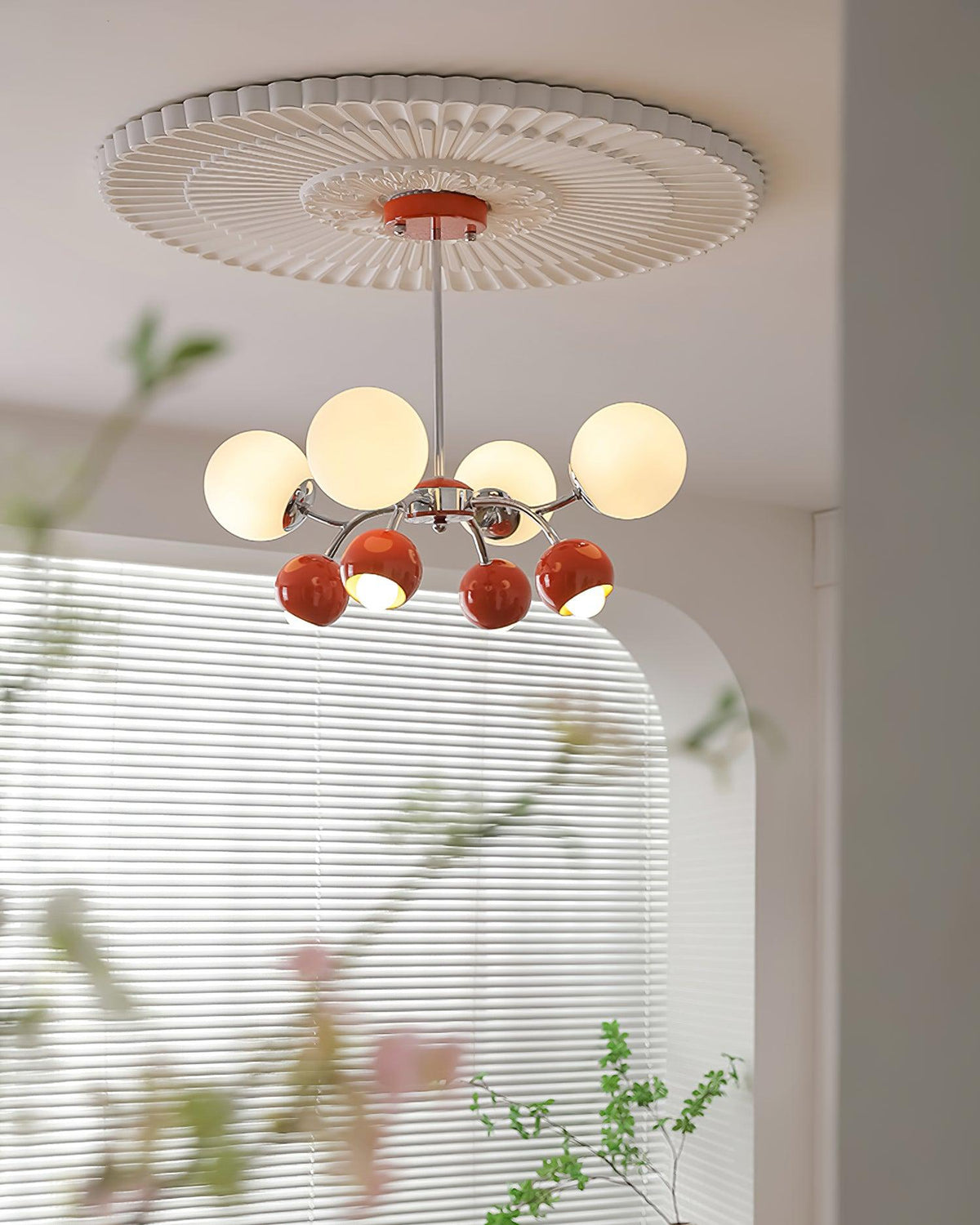 Eloria Kronleuchter Glas Kuppel Petal Minimalistisch Ambiente