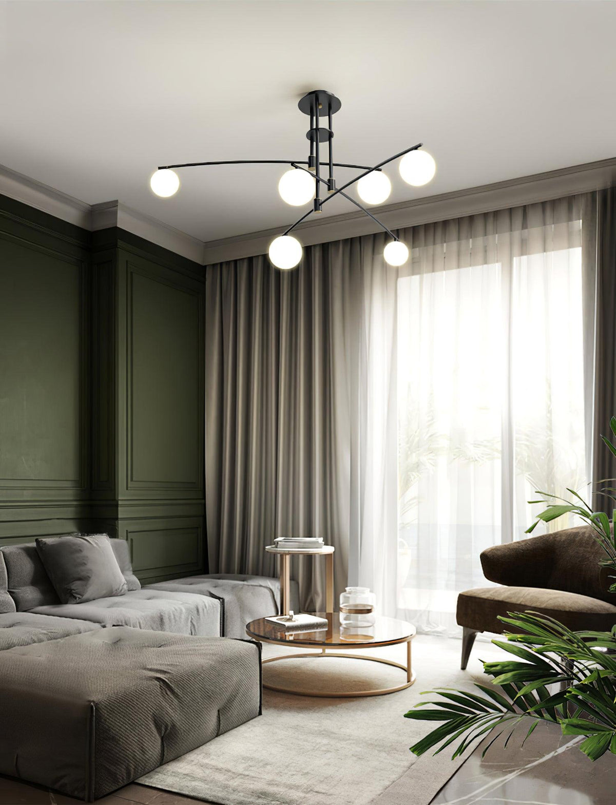 Dluxen Kronleuchter Long Arm moderne 6-Light