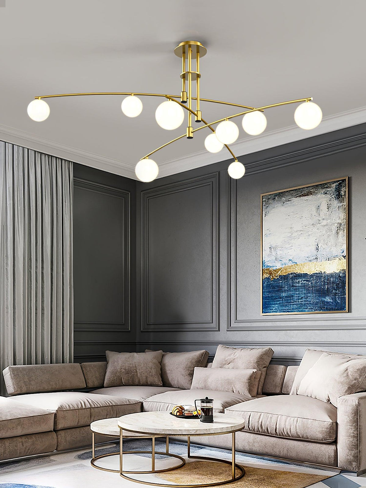Dluxen Kronleuchter Long Arm moderne 6-Light