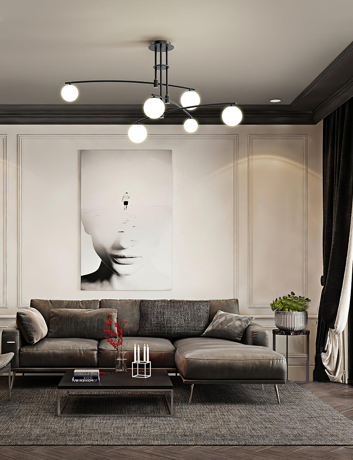 Dluxen Kronleuchter Long Arm moderne 6-Light