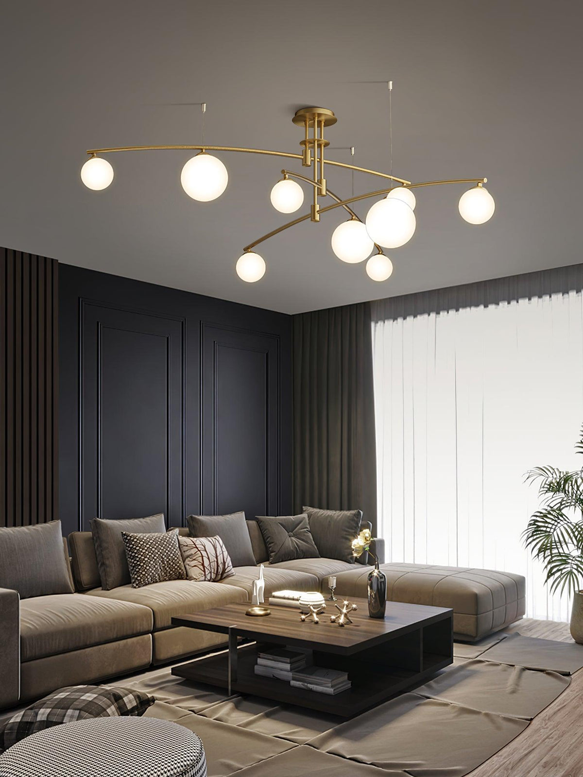 Dluxen Kronleuchter Long Arm moderne 6-Light
