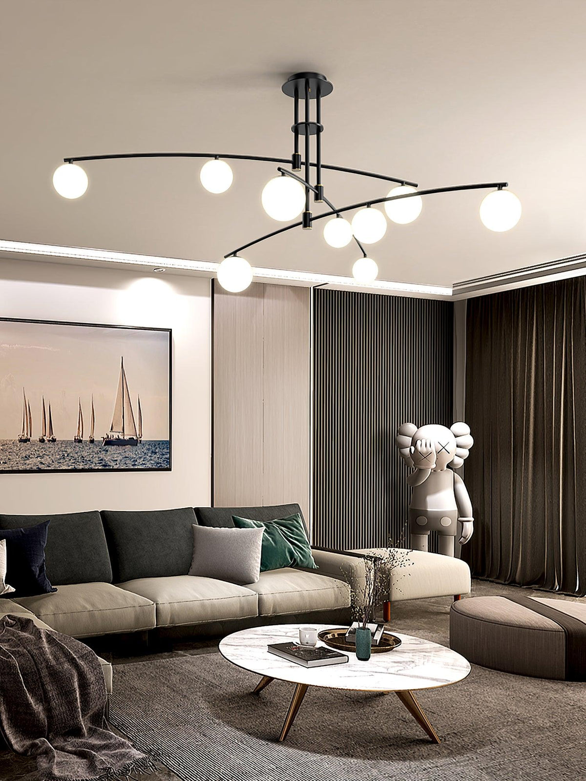 Dluxen Kronleuchter Long Arm moderne 6-Light