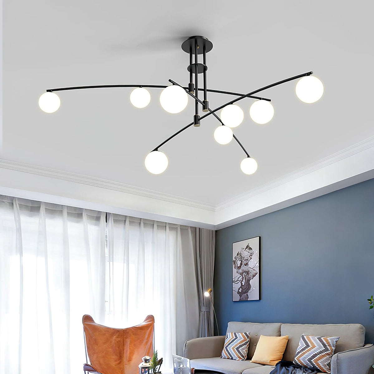 Dluxen Kronleuchter Long Arm moderne 6-Light
