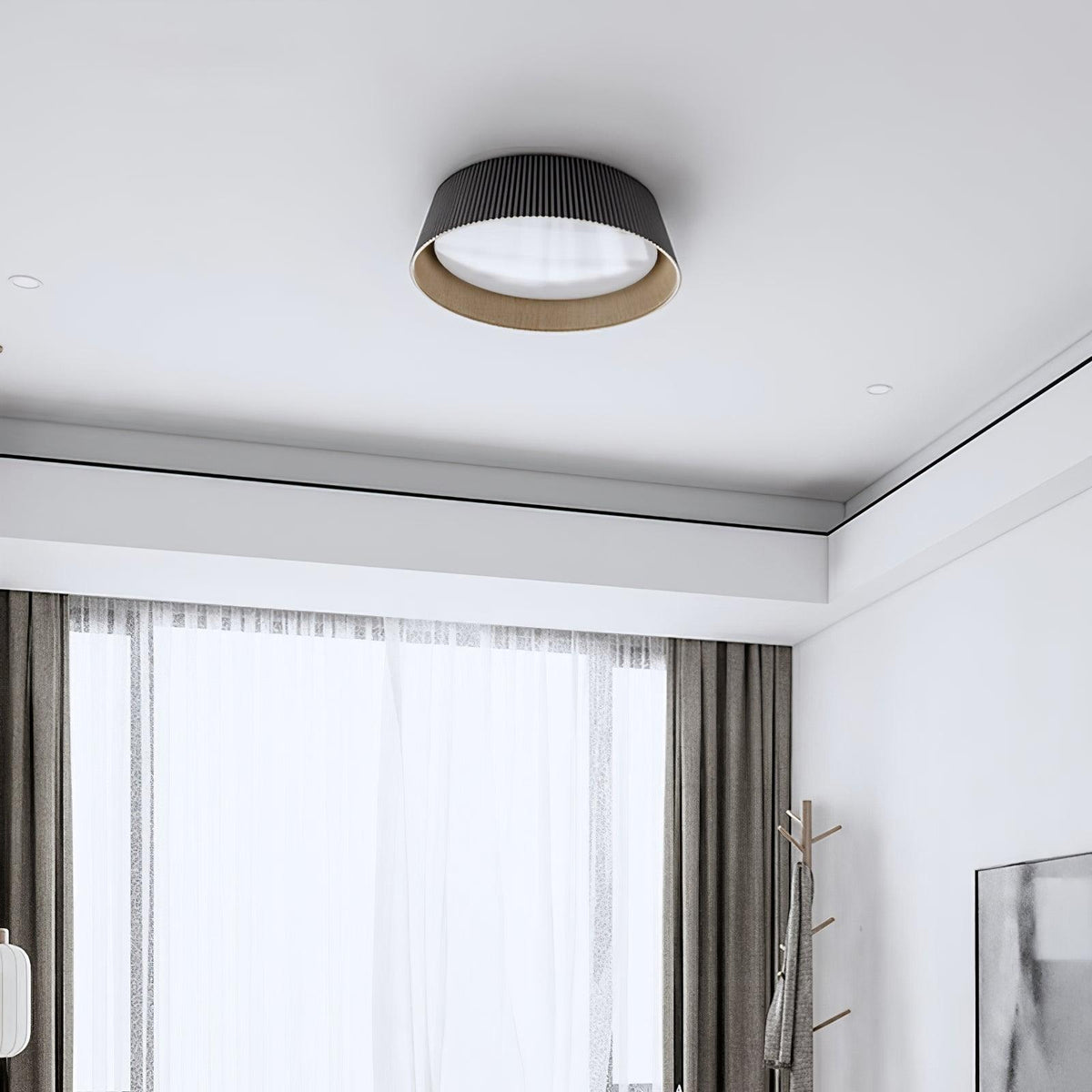 Rineia Deckenleuchte geripptes Trommelform Holz Elegant Zeitgenössisch