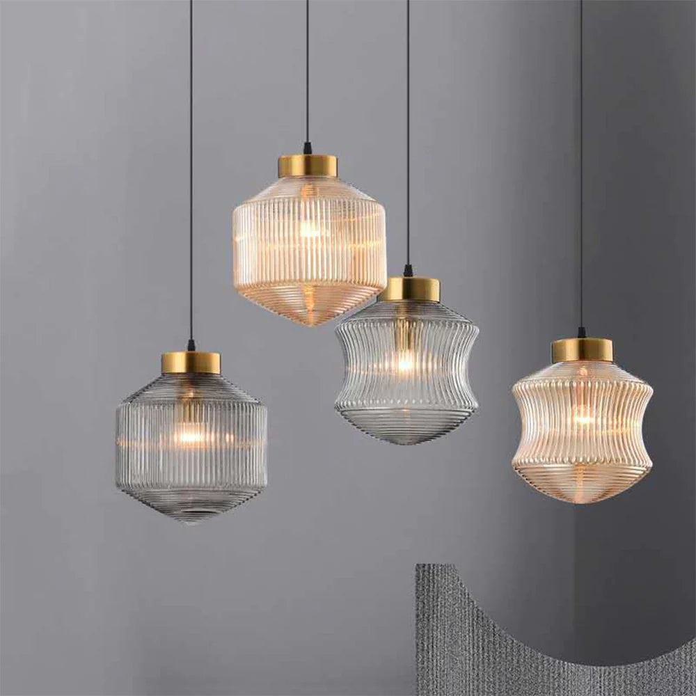 Valentina Modern LED Pendelleuchte Rauch Grau Glas Schlafzimmer