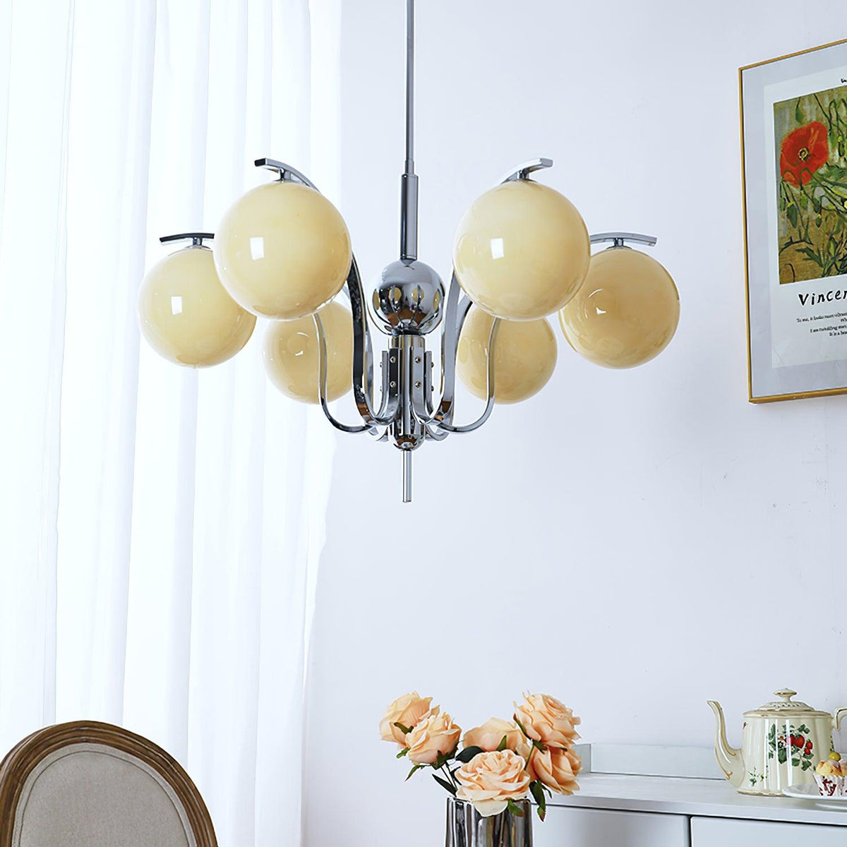 Eiroaria Kronleuchter Chrom Glas Modo Deco Elegant