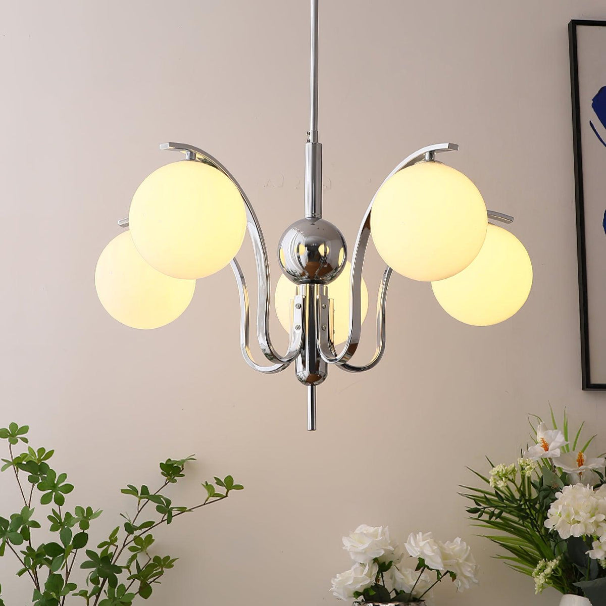 Eiroaria Kronleuchter Chrom Glas Modo Deco Elegant