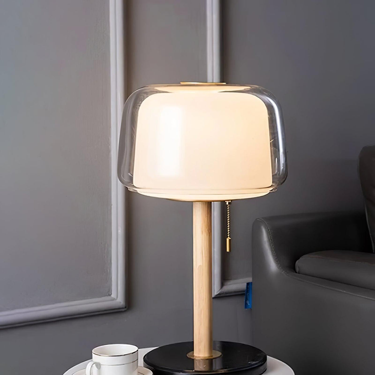 Gala Tischleuchte aus Glas und Marmor
