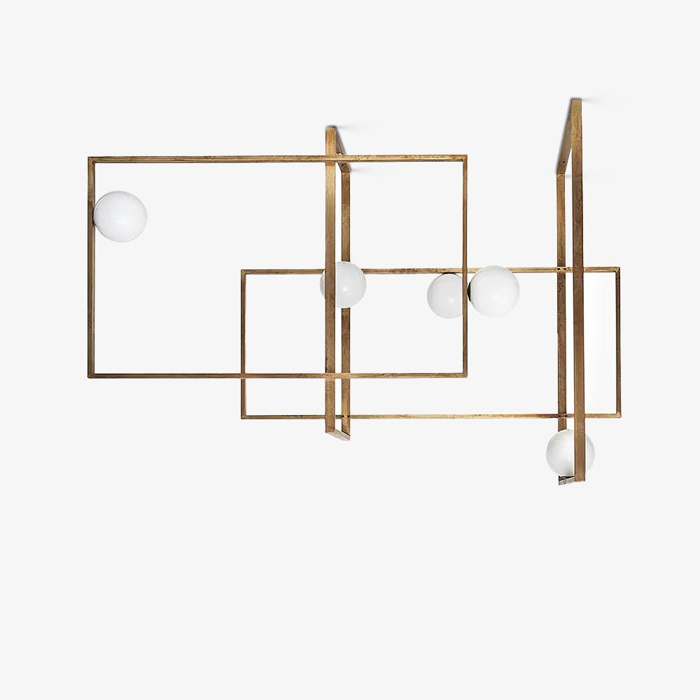 Veliiel Kronleuchter Mondrian aus Glas in Messing mit geometrischem Design
