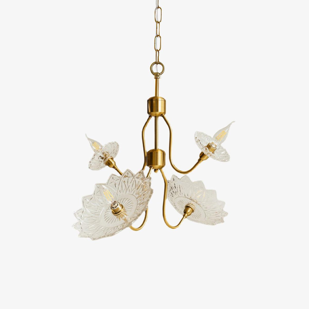 Celareon Kronleuchter Messing Glas Blumen Vintage