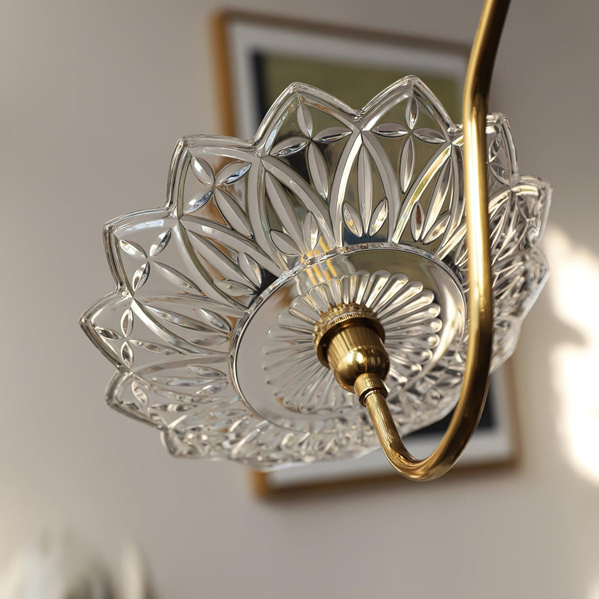 Celareon Kronleuchter Messing Glas Blumen Vintage