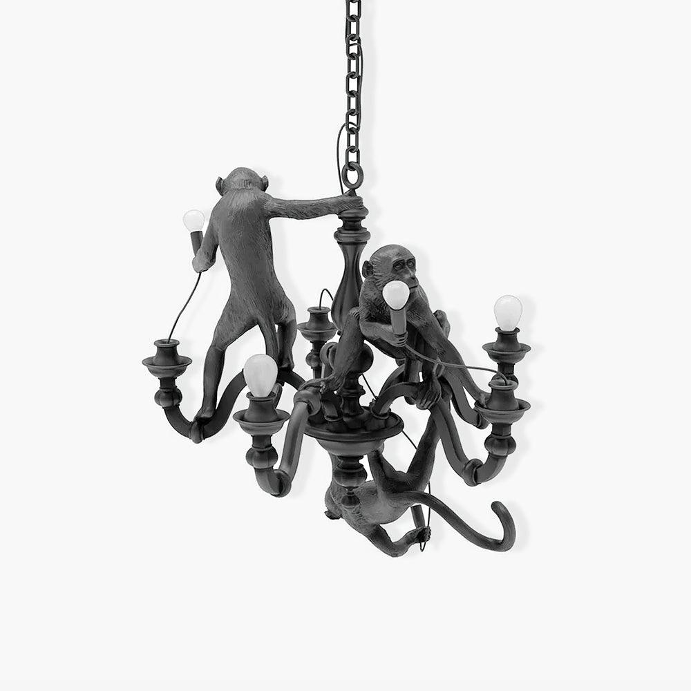 Tixor Kronleuchter Monkey Schwarz Spielend Skulptur