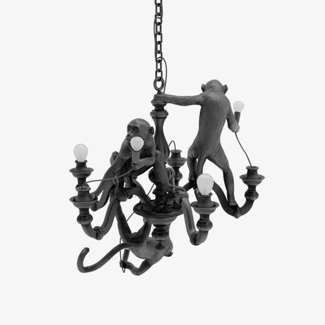 Tixor Kronleuchter Monkey Schwarz Spielend Skulptur