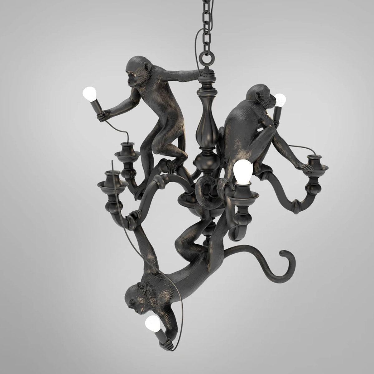 Tixor Kronleuchter Monkey Schwarz Spielend Skulptur