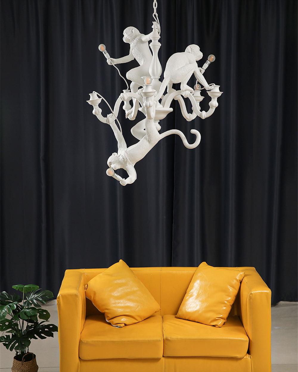 Tixor Kronleuchter Monkey Schwarz Spielend Skulptur
